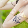 Temporary Tattoo | Butterfly and Crescent Moon Design | 12cm x 10cm | Ultra-Dark Pigment | Lasts Up to 2 Weeks