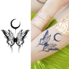 Temporary Tattoo | Butterfly and Crescent Moon Design | 12cm x 10cm | Ultra-Dark Pigment | Lasts Up to 2 Weeks