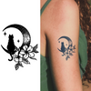 Cat Temporary Tattoo Sticker | Crescent Moon & Floral Design | Waterproof & Lasts Up to 15 Days | Semi Permanent Fake Tattoo