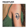 Cat Temporary Tattoo Sticker | Crescent Moon & Floral Design | Waterproof & Lasts Up to 15 Days | Semi Permanent Fake Tattoo