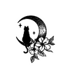 Cat Temporary Tattoo Sticker | Crescent Moon & Floral Design | Waterproof & Lasts Up to 15 Days | Semi Permanent Fake Tattoo