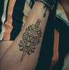Tiger Head Dagger Temporary Tattoo | Waterproof | Lasts Up to 15 Days
