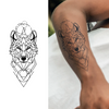 Wolf King Temporary Tattoo Stickers | Geometric Design | Lasts 1-2 Weeks | Realistic Fake Tattoos