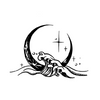 Crescent Moon Wave Temporary Tattoo | Lasts Up to 15 Days | Water & Sweat Proof