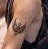 Cross and Wings Temporary Tattoo: 15-Day Waterproof Semi-Permanent Ink