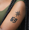 Old School Compass & Gothic Numerals 69 Temporary Tattoo, Waterproof, Vegan Ink, Lasts Up to 15 Days