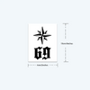 Old School Compass & Gothic Numerals 69 Temporary Tattoo, Waterproof, Vegan Ink, Lasts Up to 15 Days