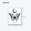 Temporary Tattoo | Butterfly and Crescent Moon Design | 12cm x 10cm | Ultra-Dark Pigment | Lasts Up to 2 Weeks