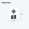 Old School Compass & Gothic Numerals 69 Temporary Tattoo, Waterproof, Vegan Ink, Lasts Up to 15 Days
